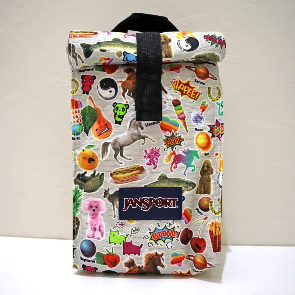 JanSport Multi Stickers Rolltop Lunch Bag, New With Tags